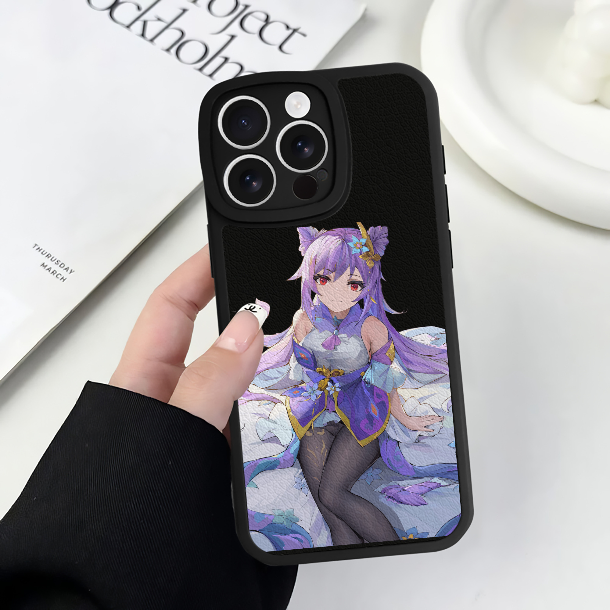 げんし神 刻晴 こくせい genshin Kokusei 【iPhone 16シリーズ対応】シリコンスマホケース（レザー調） 材質：シリコン